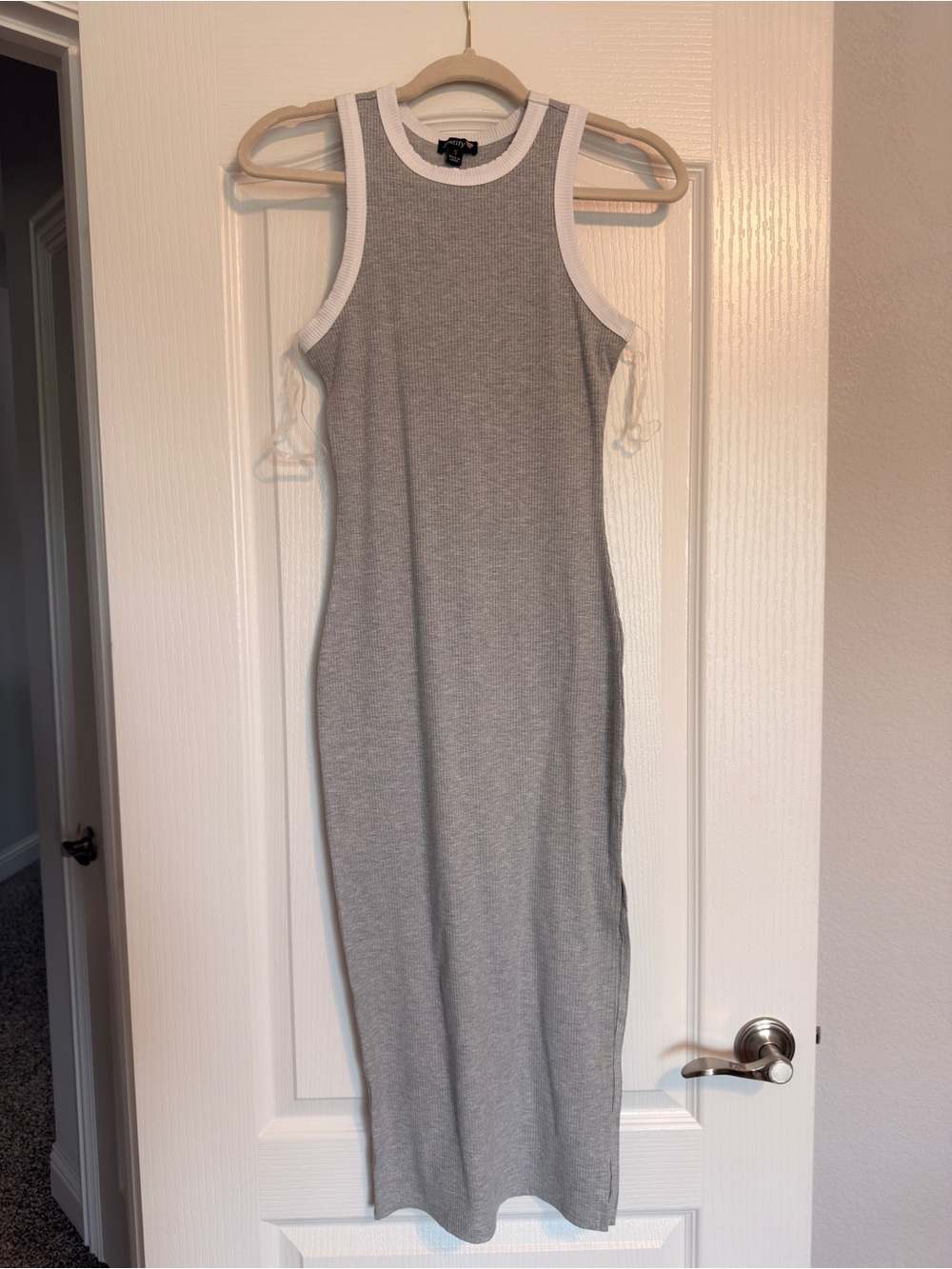 Justify Gray Maxi Tank Dress with White Trim